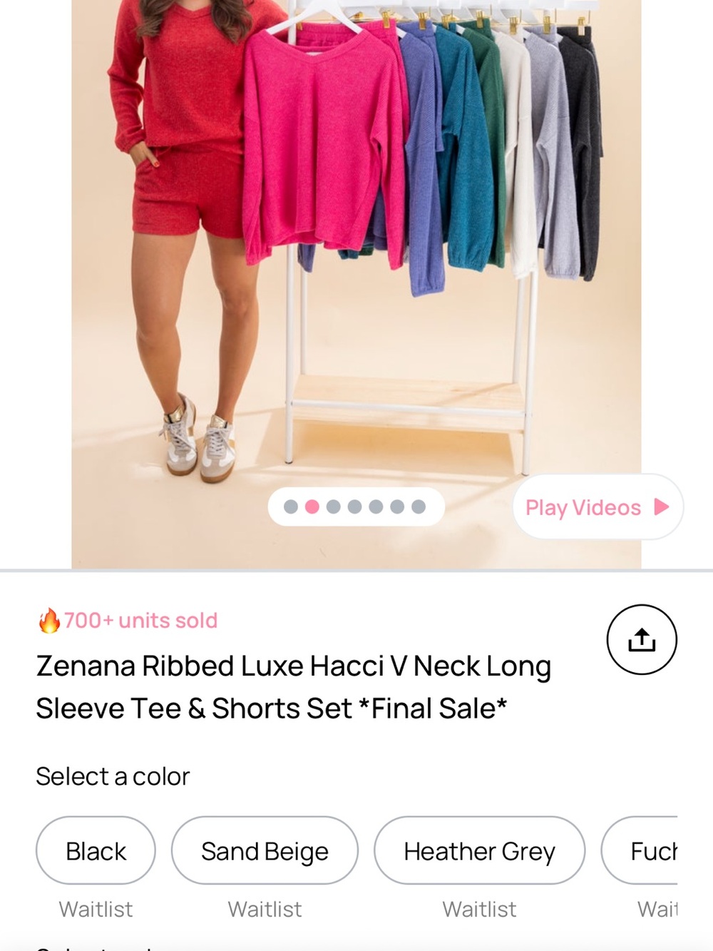NWT small zenana Fuchsia V‑Neck Hacci Sweater & Shorts Set - Picture 1 of 2